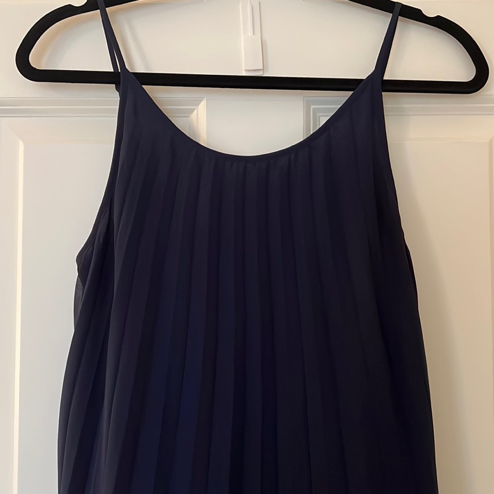 BCBG pleated navy blue dress